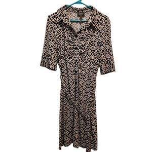 Laundry by Shelli Segal Button Down Bust Ruched Fitted Dress with Belt Size 14